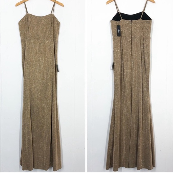 Lulus Metallic Gold Glitter Mermaid Maxi Dress Searching For You LMZ102 Size XL - Picture 1 of 8